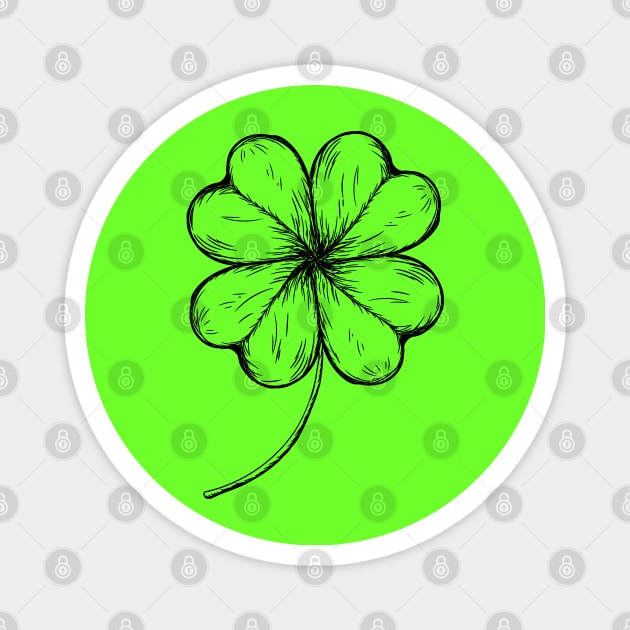 Irish Shamrock Four-leaf Lucky Clover Magnet by Nartissima